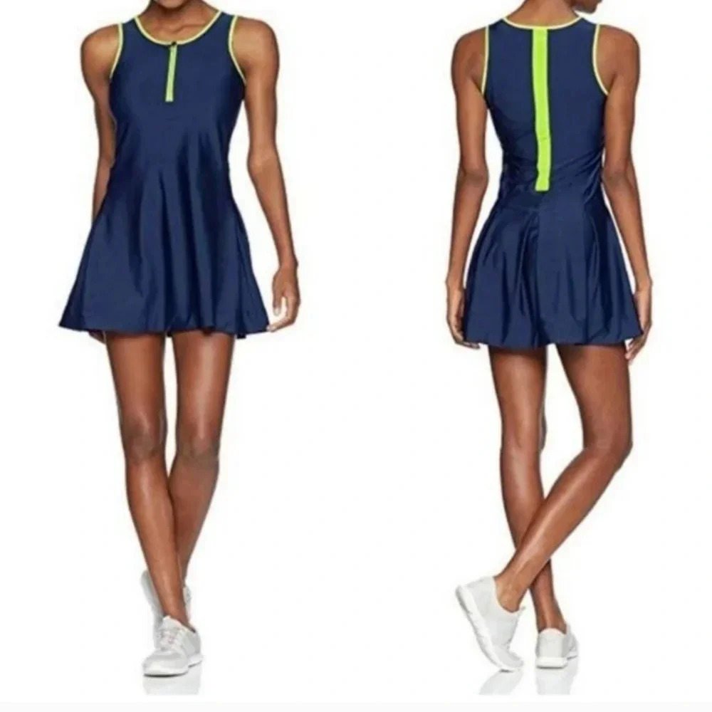 Sam Edelman Women's Athletic Blue/Key Lime Retro tennis dress XS
